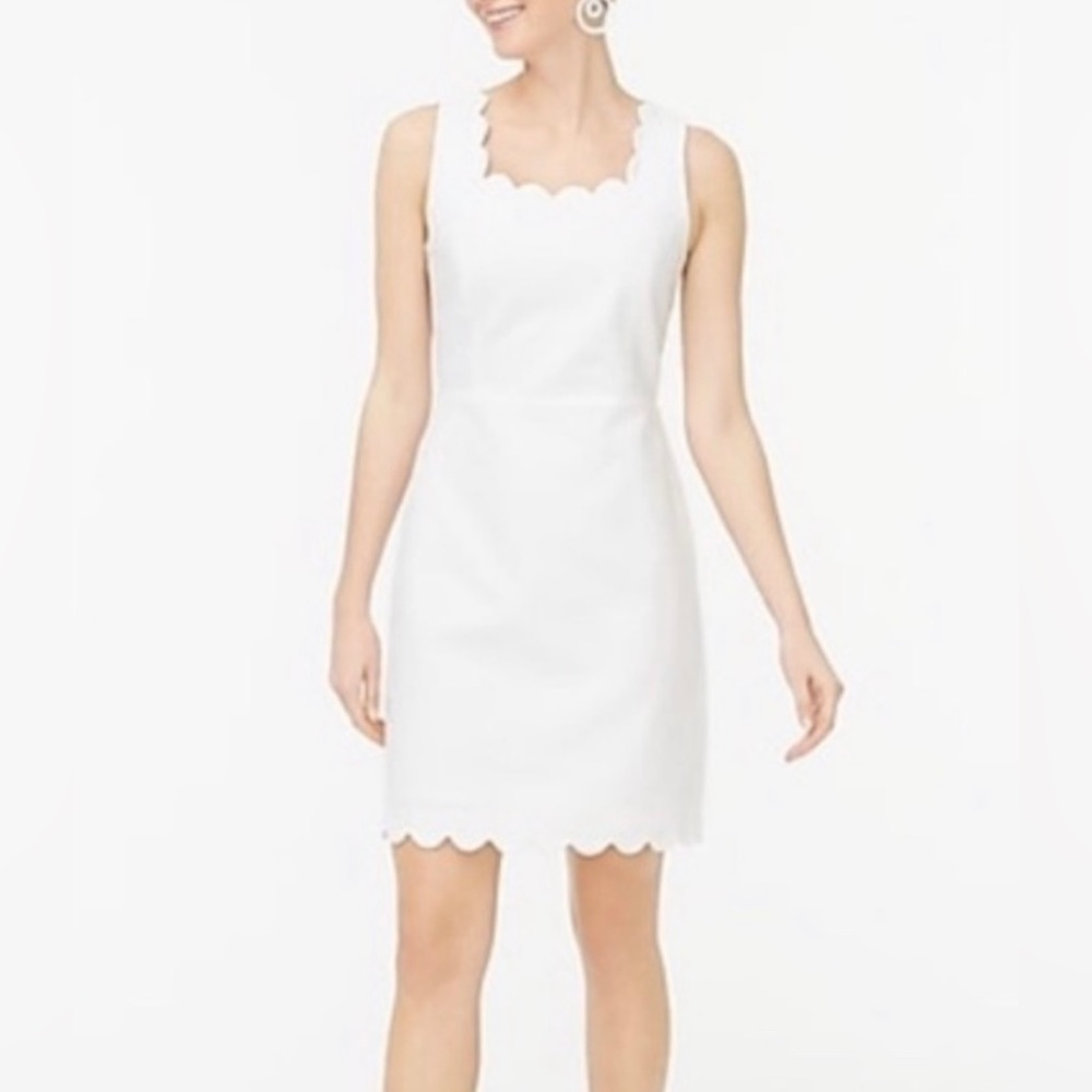 J Crew SCALLOPED BASKETWEAVE SQUARE-NECK DRESS Bridal Shower Wedding